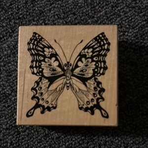 Vintage Y2K 2001 Butterfly Wooden Stamp